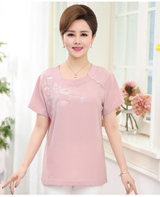优雅一夏 2018夏季中老年女装绣花短袖T恤，让妈妈穿出从容与韵味